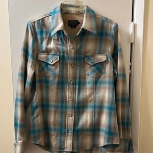 Pendleton Men's Casual Plaid Shirt in Blue and Tan